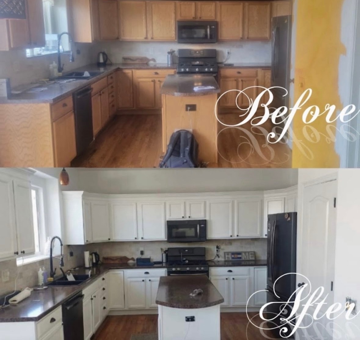 Custom refinished kitchen cabinets
